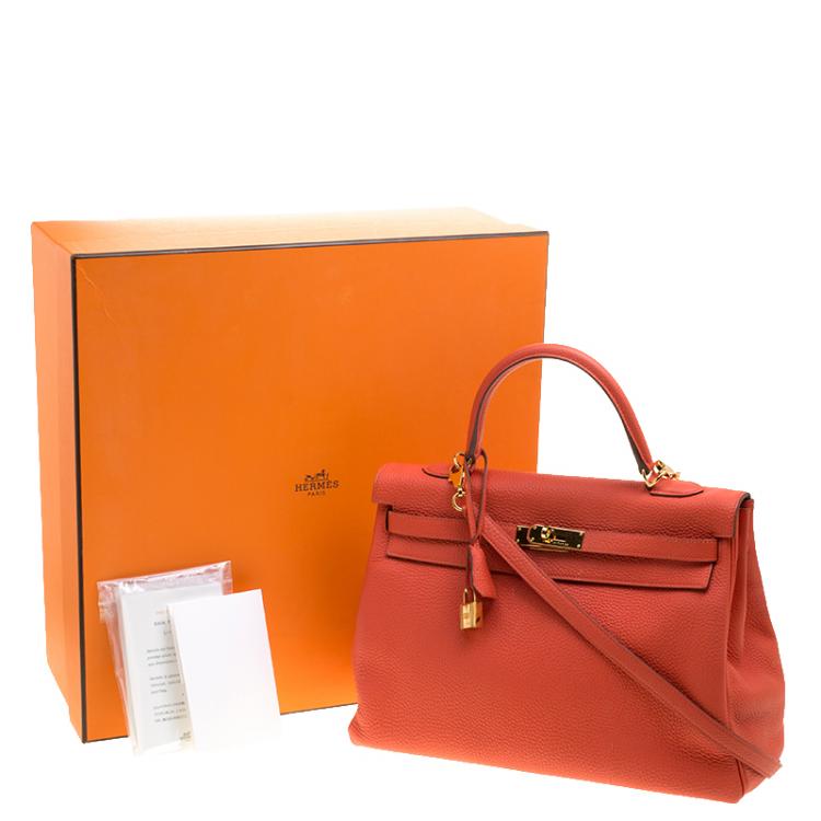 Pre Owned Hermes Capucine Togo Leather Gold Hardware Kelly Retourne 35 Bag
