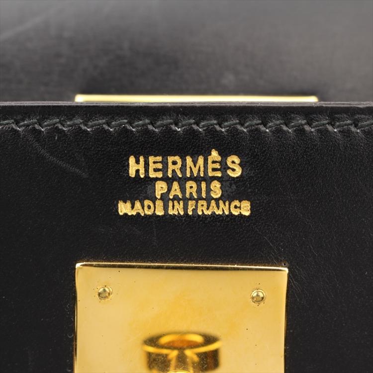 مملوكة مسبقًا Hermes Noir Box Calf Leather Gold Hardware Kelly Sellier 32 Bag
