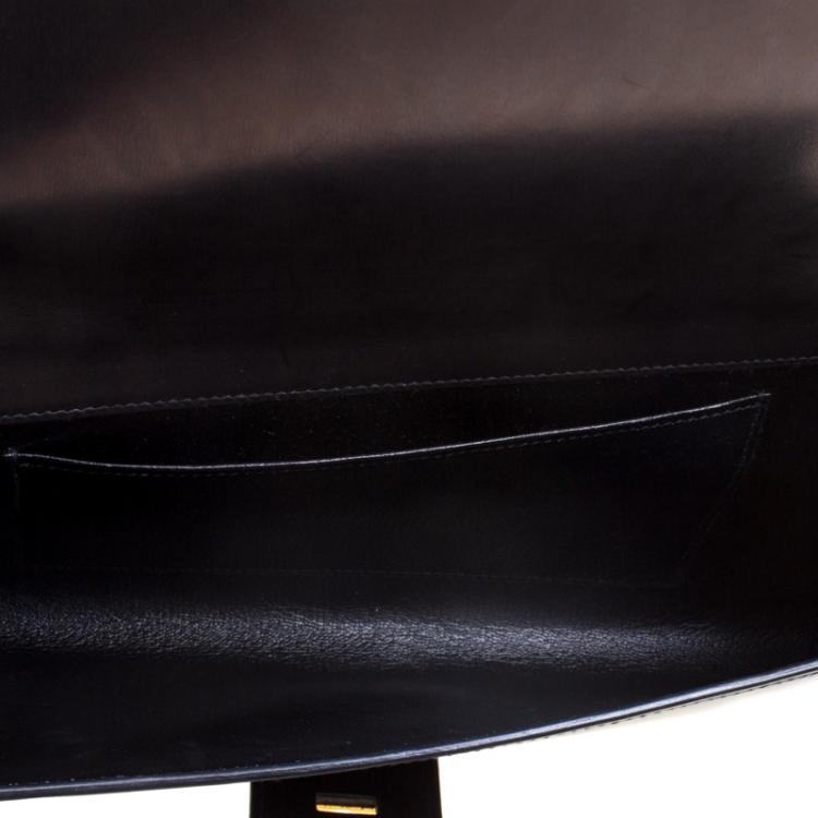 Hermes Metallic Black Box Leather Medor 29 Clutch Hermes