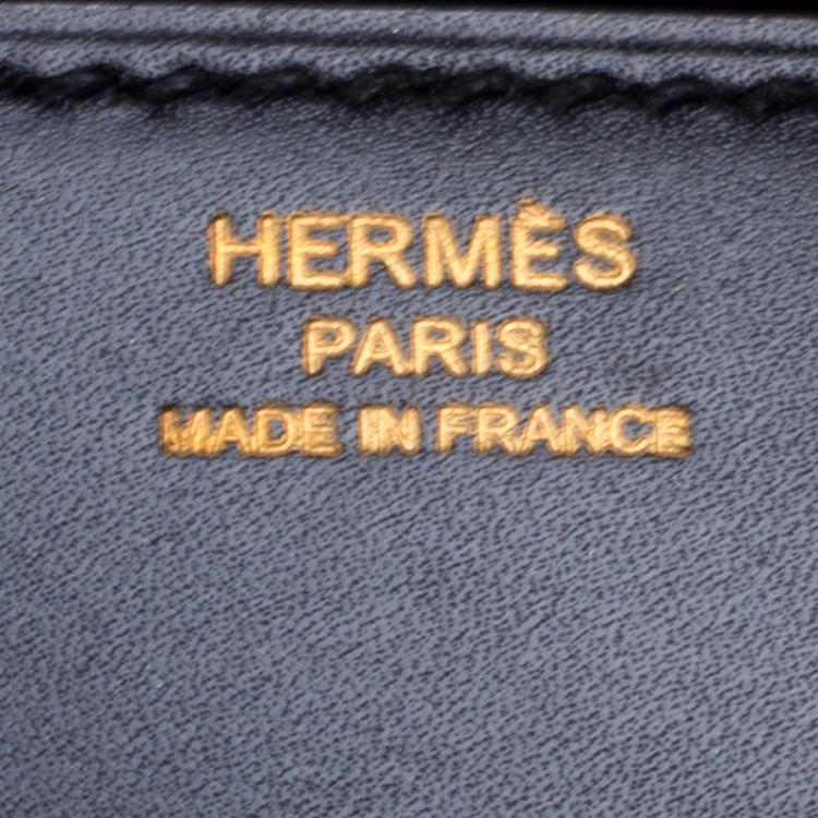 Pre Owned Hermes Metallic Black Box Leather Medor 29 Clutch