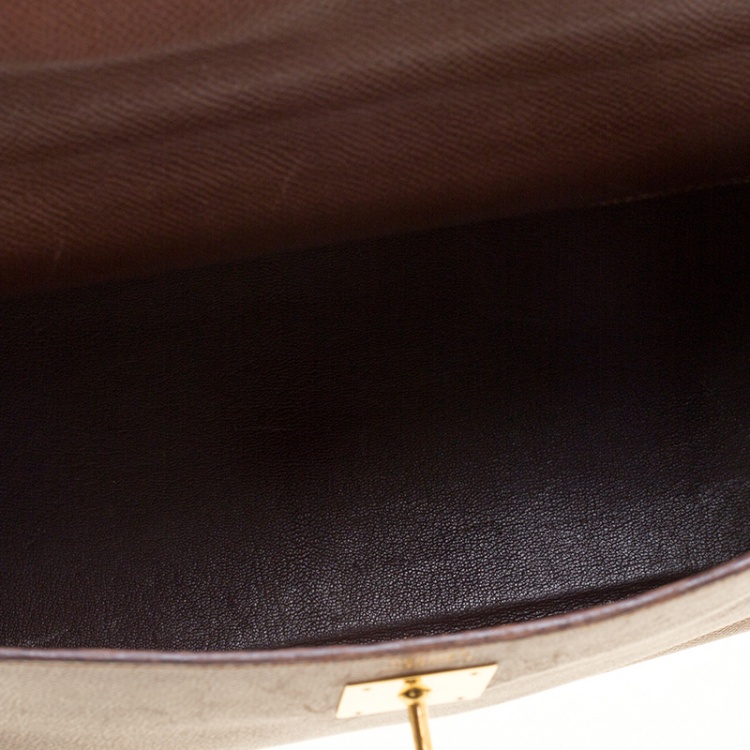 Pre Owned Hermes Brulee Veau Grain Lisse Leather Gold Hardware Kelly Retourne 32 Bag