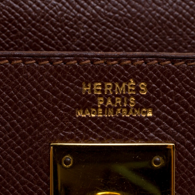 Pre Owned Hermes Brulee Veau Grain Lisse Leather Gold Hardware Kelly Retourne 32 Bag
