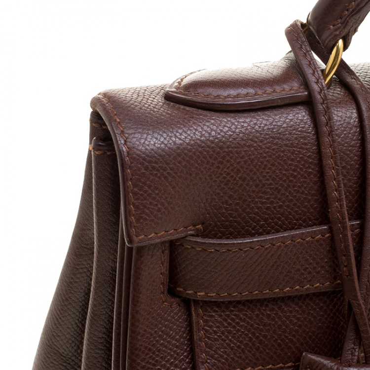 Pre Owned Hermes Brulee Veau Grain Lisse Leather Gold Hardware Kelly Retourne 32 Bag