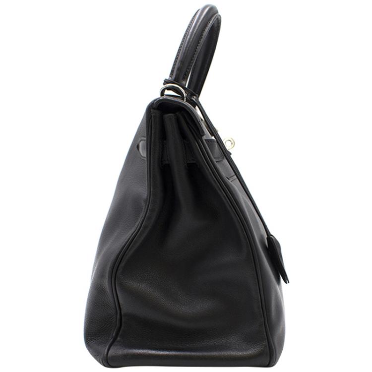 Hermes Noir Swift Leather Palladium Hardware Kelly Retourne 32 Bag