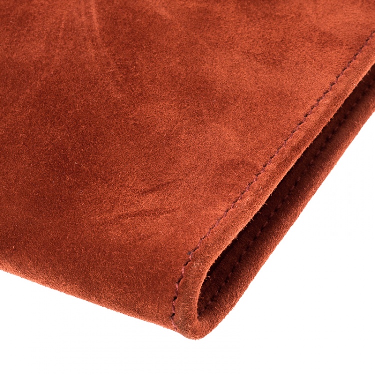 Pre Owned Hermes Dark Orange Suede Onimaitou Pochette PM Bag