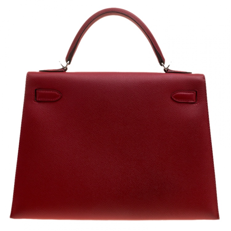 مملوكة مسبقًا Hermes Rouge Garance Epsom Leather Palladium Hardware Kelly Sellier 32 Bag
