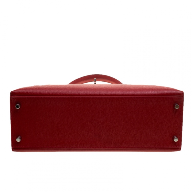 مملوكة مسبقًا Hermes Rouge Garance Epsom Leather Palladium Hardware Kelly Sellier 32 Bag
