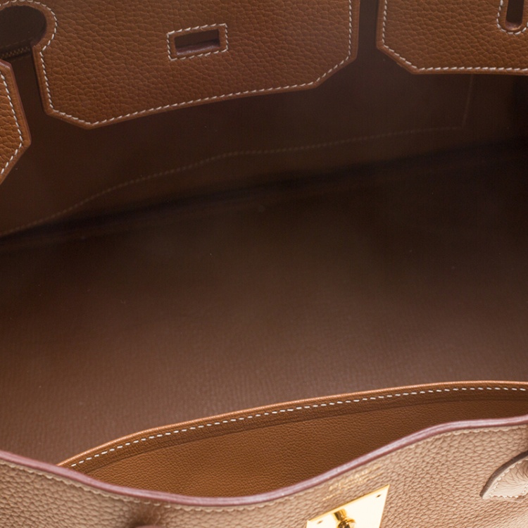 Pre Owned Hermes Gold Togo Leather Gold Hardware Birkin 40 Bag