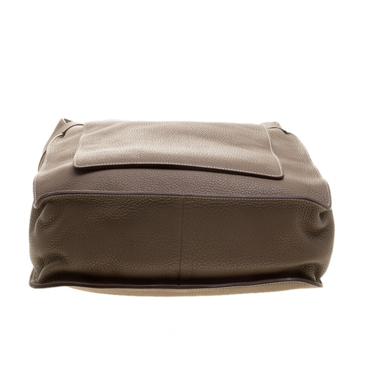 Pre Owned Hermes Etoupe Clemence Leather Palladium Hardware Marwari GM Bag