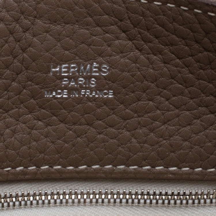 Pre Owned Hermes Etoupe Clemence Leather Palladium Hardware Marwari GM Bag