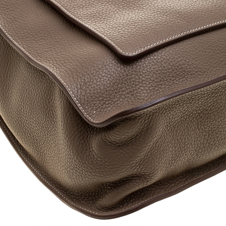 Pre Owned Hermes Etoupe Clemence Leather Palladium Hardware Marwari GM Bag