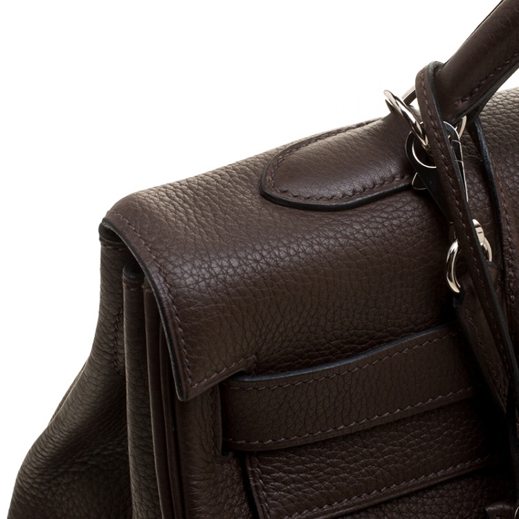 Pre Owned Hermes Cacao Clemence Leather Palladium Hardware Kelly Retourne 40 Bag