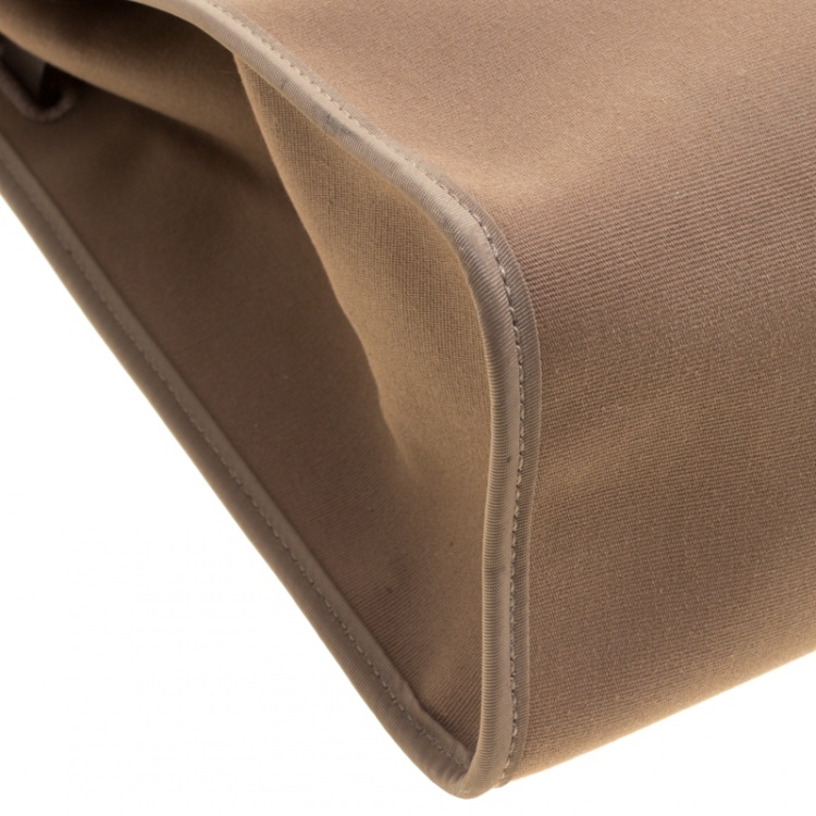 Pre Owned Hermes Dark Taupe/Dark Brown Fabric and Leather Herbag Zip 31 Bag