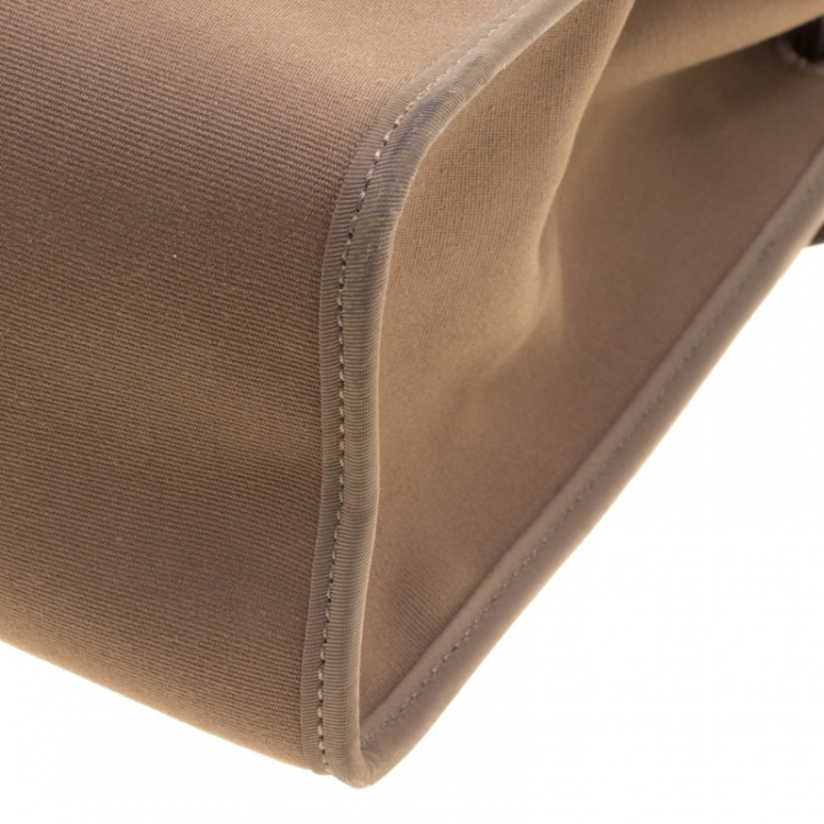 Pre Owned Hermes Dark Taupe/Dark Brown Fabric and Leather Herbag Zip 31 Bag