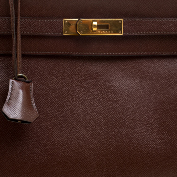 Pre Owned Hermes Prune Courchevel Leather Gold Hardware Kelly Retourne 35 Bag