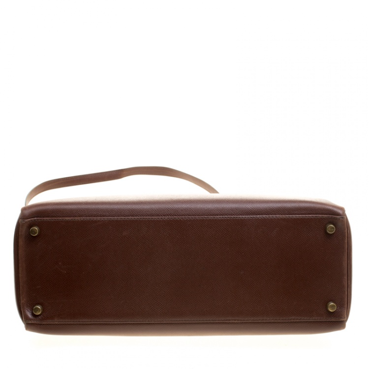 Pre Owned Hermes Prune Courchevel Leather Gold Hardware Kelly Retourne 35 Bag
