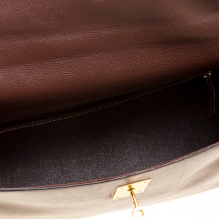 Pre Owned Hermes Prune Courchevel Leather Gold Hardware Kelly Retourne 35 Bag