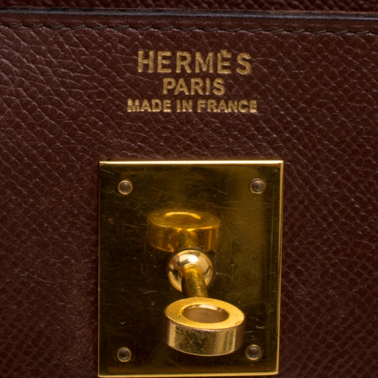 Pre Owned Hermes Prune Courchevel Leather Gold Hardware Kelly Retourne 35 Bag