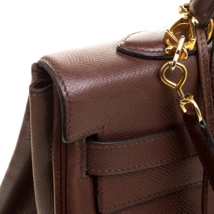 Pre Owned Hermes Prune Courchevel Leather Gold Hardware Kelly Retourne 35 Bag