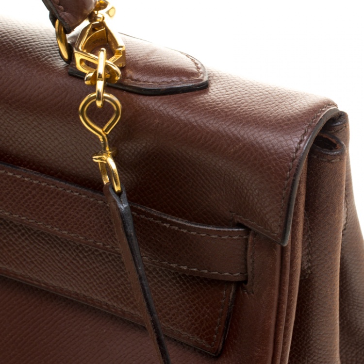 Pre Owned Hermes Prune Courchevel Leather Gold Hardware Kelly Retourne 35 Bag