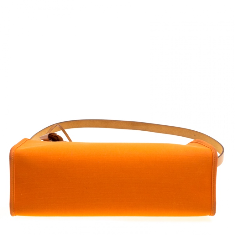 Pre Owned Hermes Brown/Capucines Leather and Fabric Herbag Zip 31 Bag