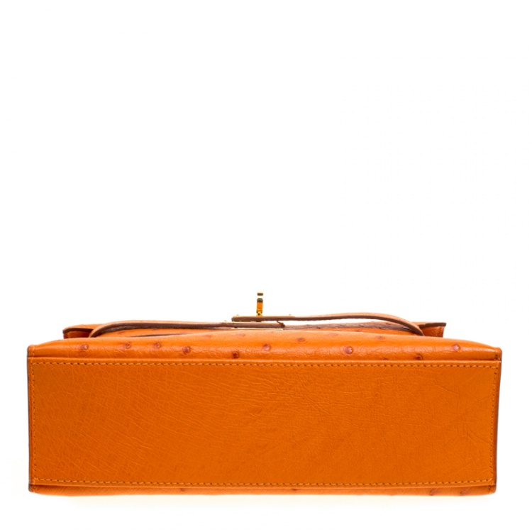 Pre Owned Hermes Capucine Ostrich Gold Hardware Kelly Pochette