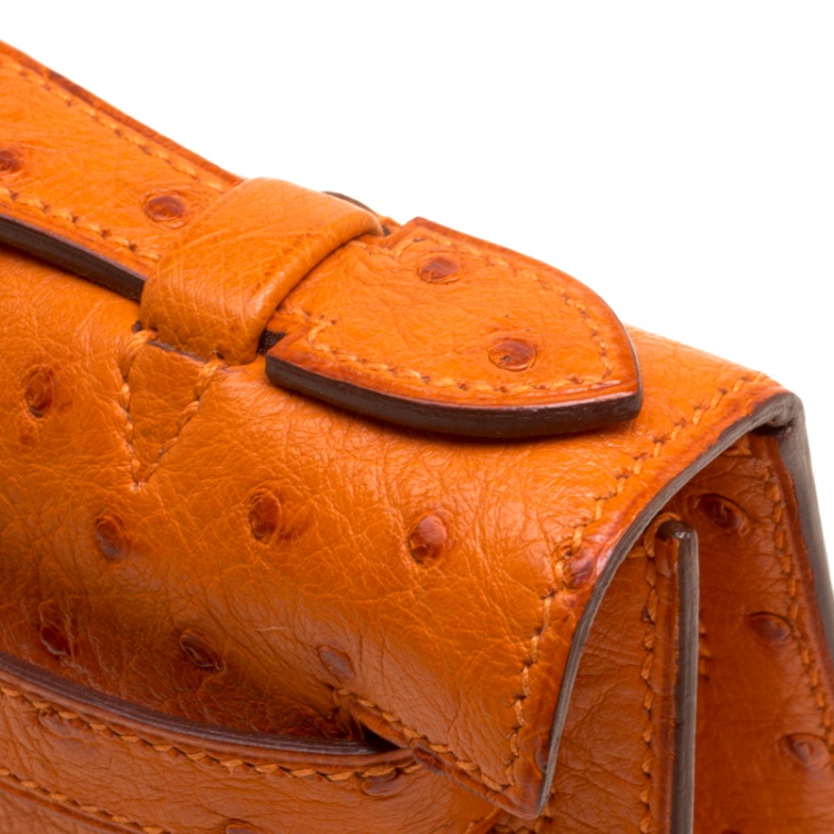 Pre Owned Hermes Capucine Ostrich Gold Hardware Kelly Pochette