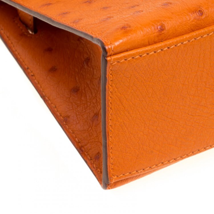 Pre Owned Hermes Capucine Ostrich Gold Hardware Kelly Pochette