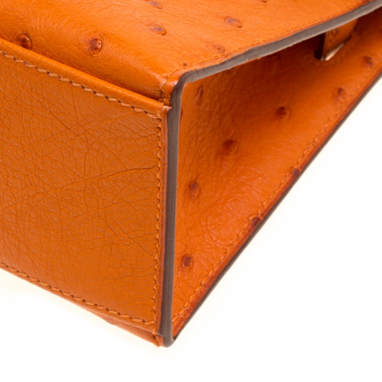 Pre Owned Hermes Capucine Ostrich Gold Hardware Kelly Pochette