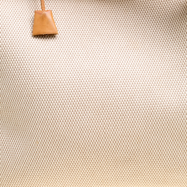 Pre Owned Hermes Dark Tan/Beige Leather and Canvas Herbag Zip 39 Bag