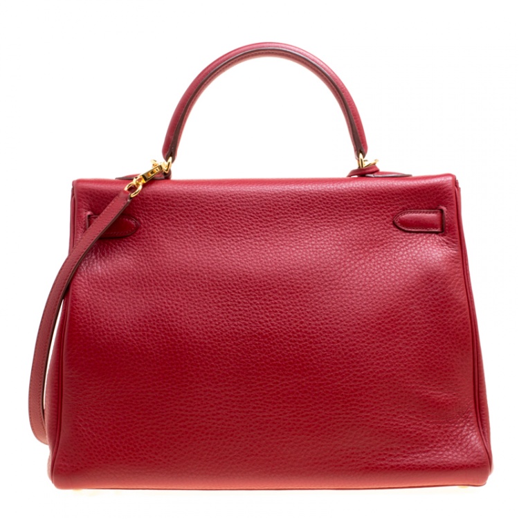 مملوكة مسبقًا Hermes Rouge Garance Togo Leather Gold Hardware Kelly Retourne 35 Bag
