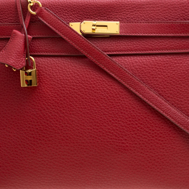 مملوكة مسبقًا Hermes Rouge Garance Togo Leather Gold Hardware Kelly Retourne 35 Bag