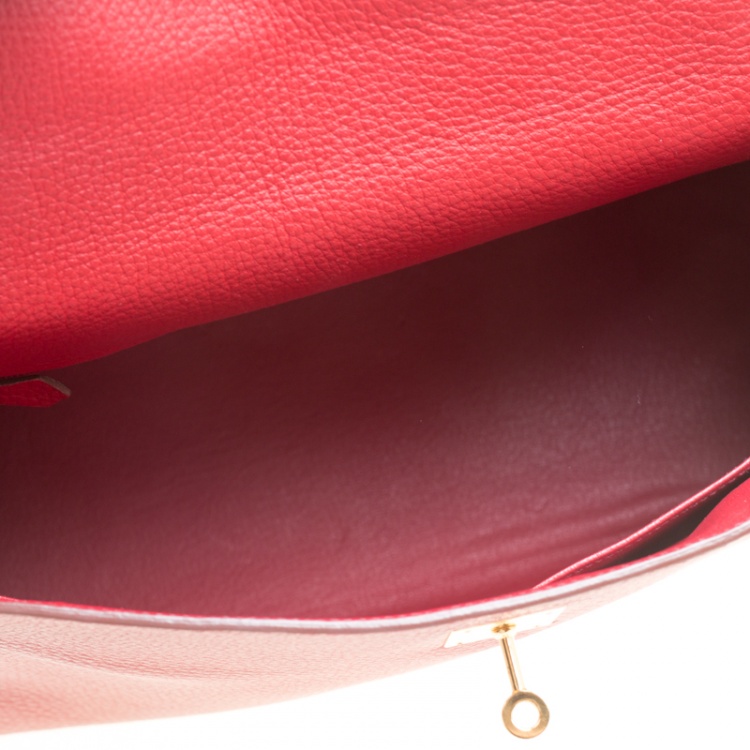 مملوكة مسبقًا Hermes Rouge Garance Togo Leather Gold Hardware Kelly Retourne 35 Bag