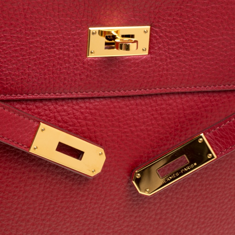 مملوكة مسبقًا Hermes Rouge Garance Togo Leather Gold Hardware Kelly Retourne 35 Bag