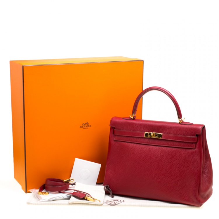 مملوكة مسبقًا Hermes Rouge Garance Togo Leather Gold Hardware Kelly Retourne 35 Bag