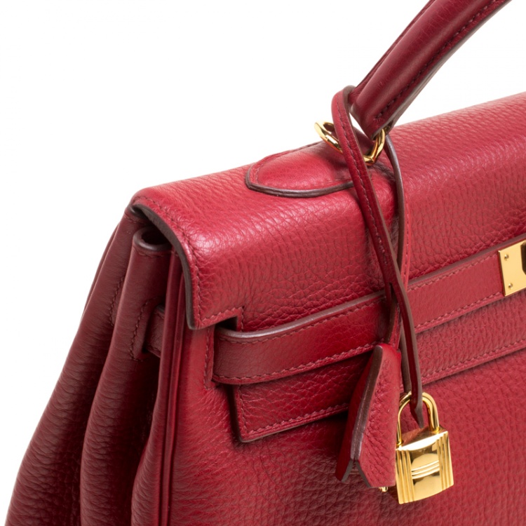 مملوكة مسبقًا Hermes Rouge Garance Togo Leather Gold Hardware Kelly Retourne 35 Bag