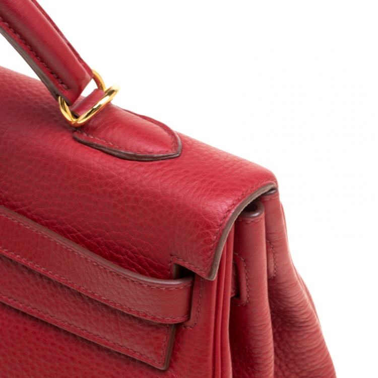 مملوكة مسبقًا Hermes Rouge Garance Togo Leather Gold Hardware Kelly Retourne 35 Bag