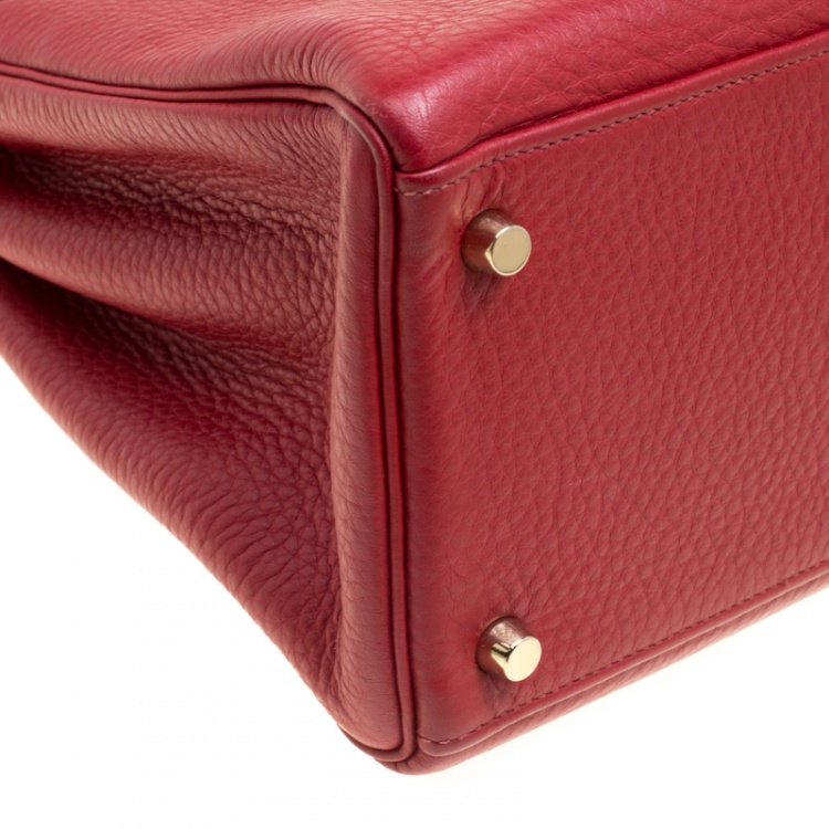 مملوكة مسبقًا Hermes Rouge Garance Togo Leather Gold Hardware Kelly Retourne 35 Bag