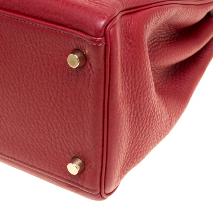 مملوكة مسبقًا Hermes Rouge Garance Togo Leather Gold Hardware Kelly Retourne 35 Bag