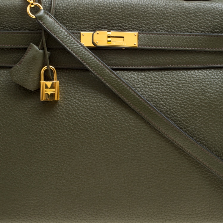 Pre Owned Hermes Olive Green Togo Leather Gold Hardware Kelly Retourne 35 Bag