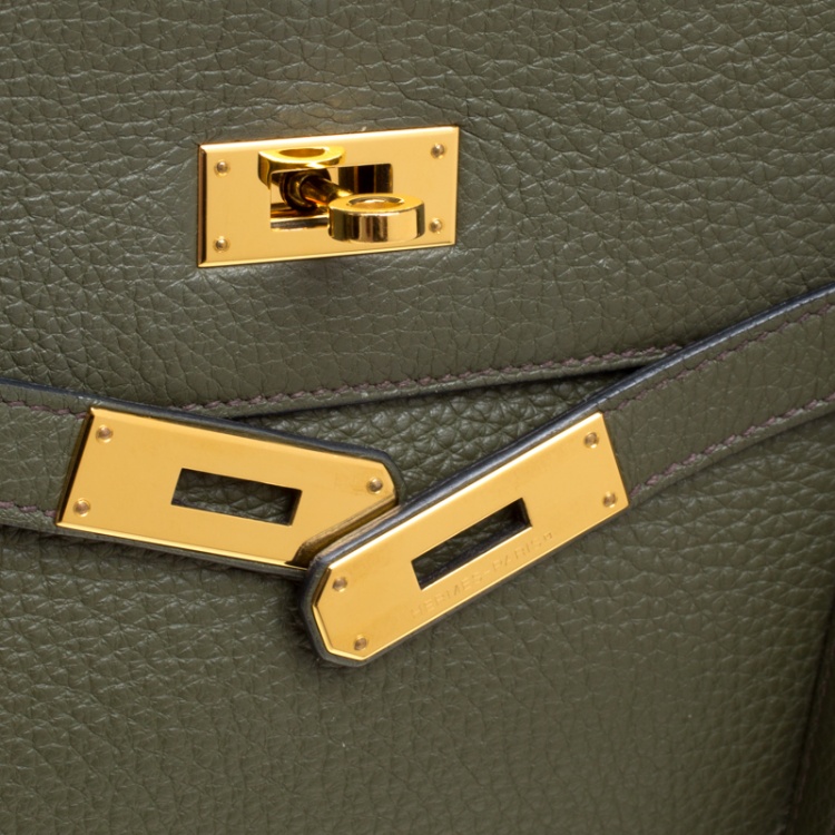 Pre Owned Hermes Olive Green Togo Leather Gold Hardware Kelly Retourne 35 Bag