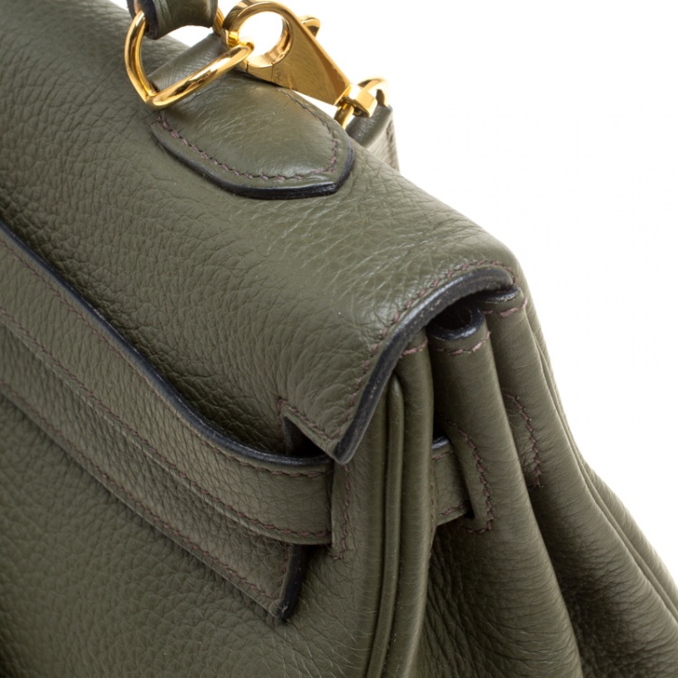 Pre Owned Hermes Olive Green Togo Leather Gold Hardware Kelly Retourne 35 Bag