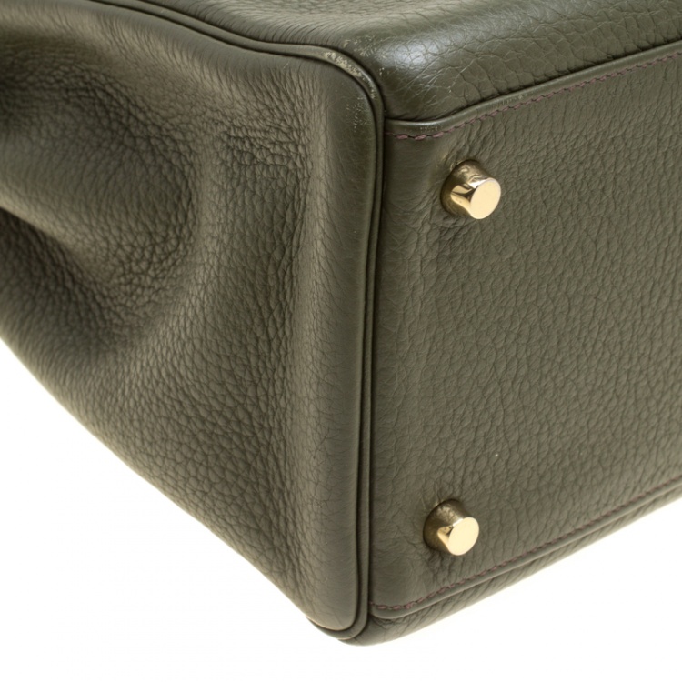 Pre Owned Hermes Olive Green Togo Leather Gold Hardware Kelly Retourne 35 Bag
