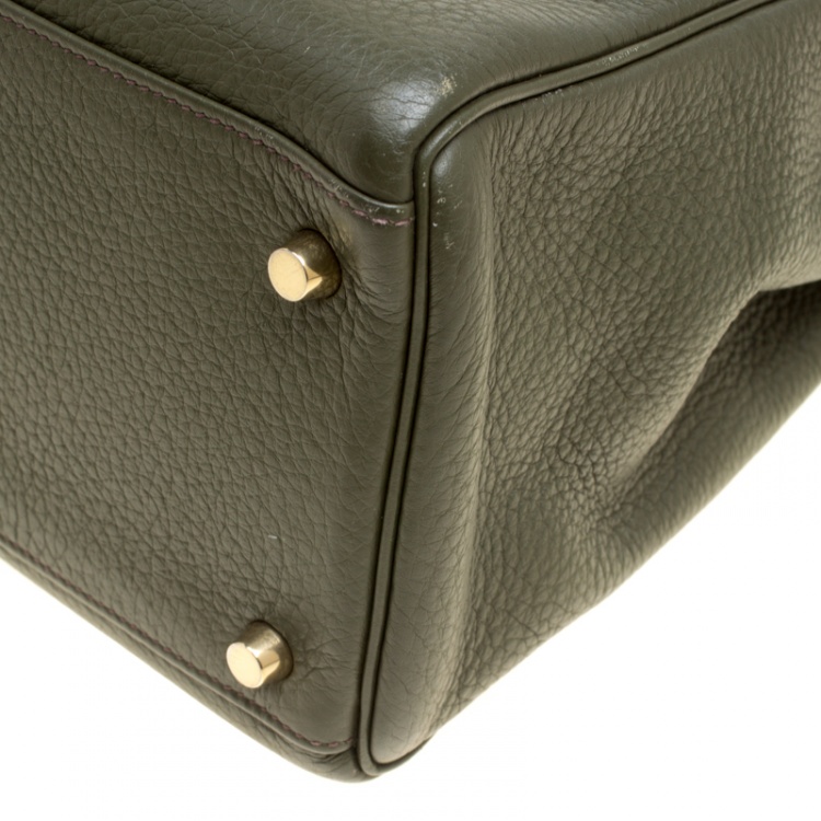 Pre Owned Hermes Olive Green Togo Leather Gold Hardware Kelly Retourne 35 Bag