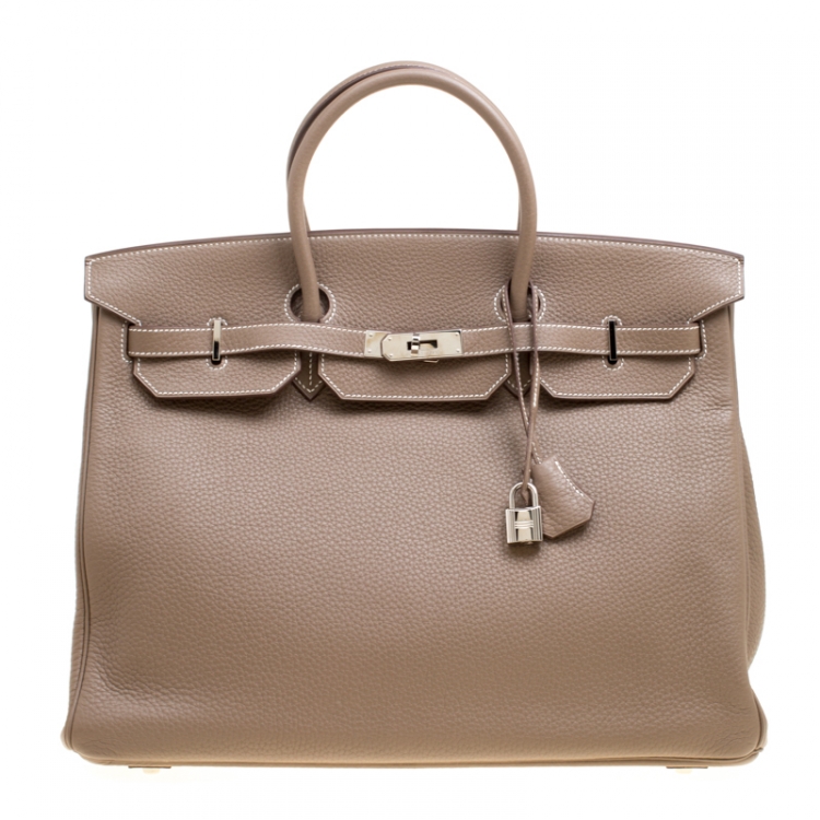 Hermes Etoupe Taurillon Clemence Leather Palladium Hardware Birkin 40 Bag  Hermes | The Luxury Closet