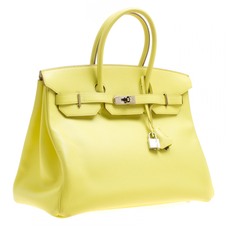 Pre Owned Hermes Soufre Epsom Leather Palladium Hardware Birkin 35 Bag