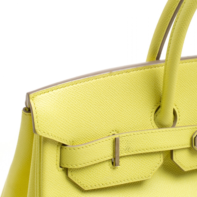 Pre Owned Hermes Soufre Epsom Leather Palladium Hardware Birkin 35 Bag