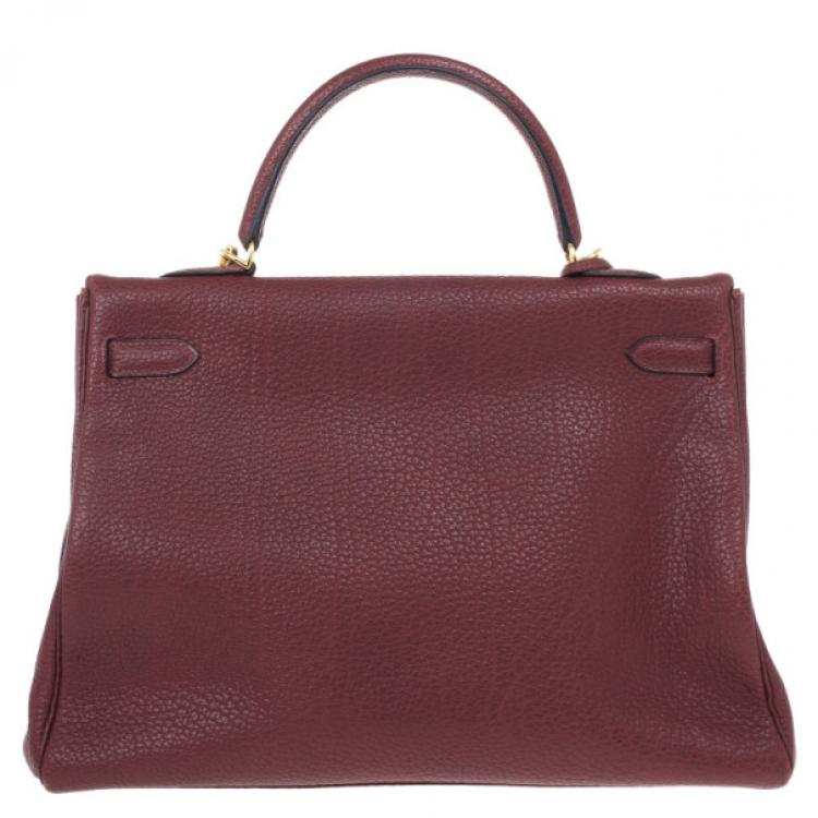 Pre Owned Hermes Prune Negonda Calfskin Kelly 35