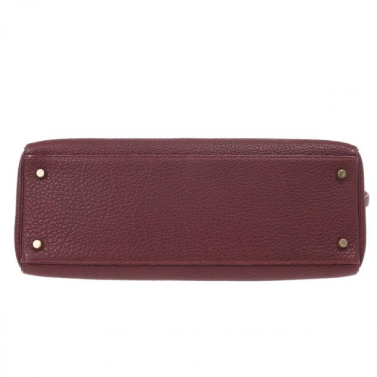 Pre Owned Hermes Prune Negonda Calfskin Kelly 35
