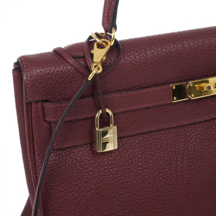 Pre Owned Hermes Prune Negonda Calfskin Kelly 35